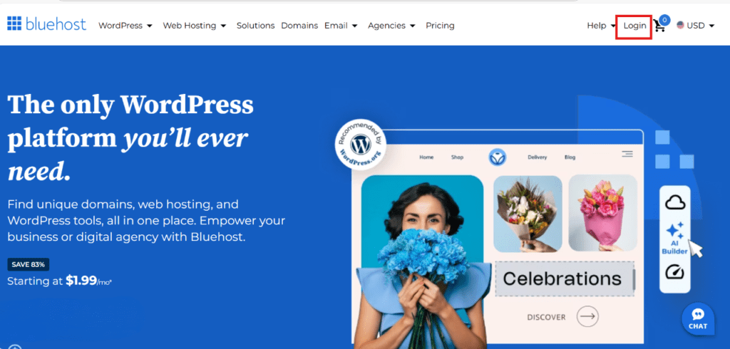 Inicio de Bluehost