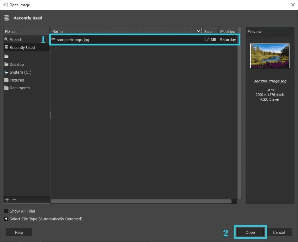 open sample image