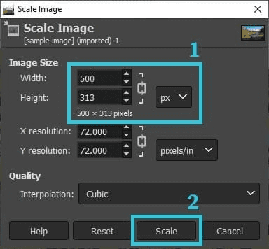 select width and height