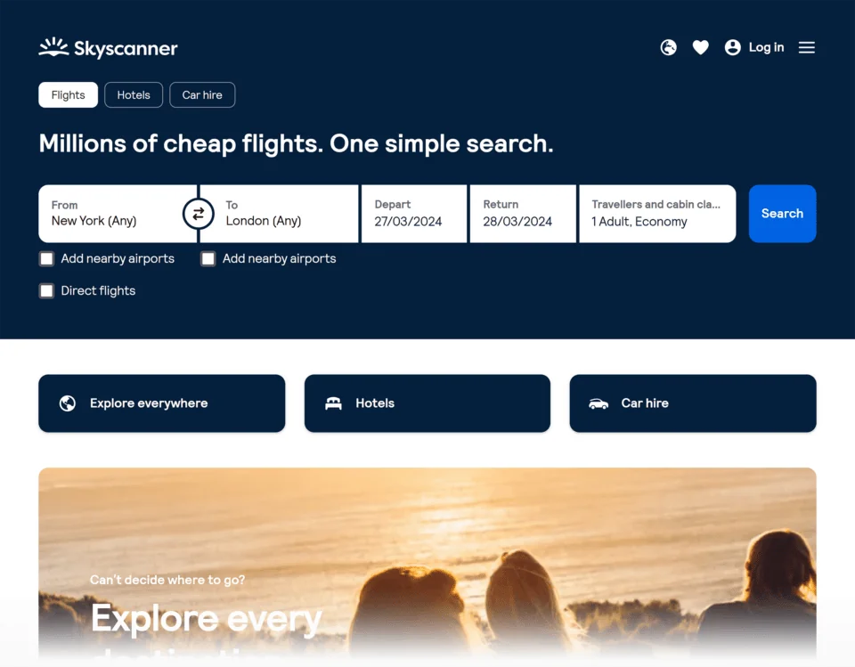 skyscanner website banner image
