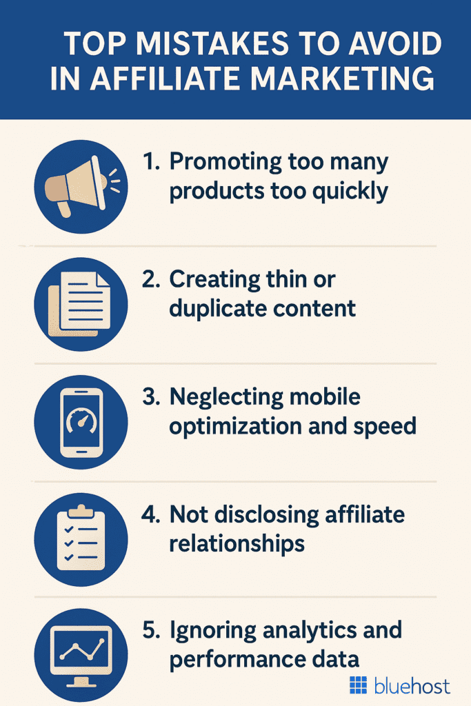 Illustration of common mistakes to avoid in affiliate marketing 
