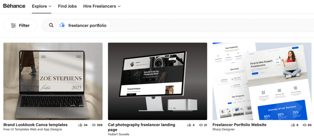 behance portfolio website builder