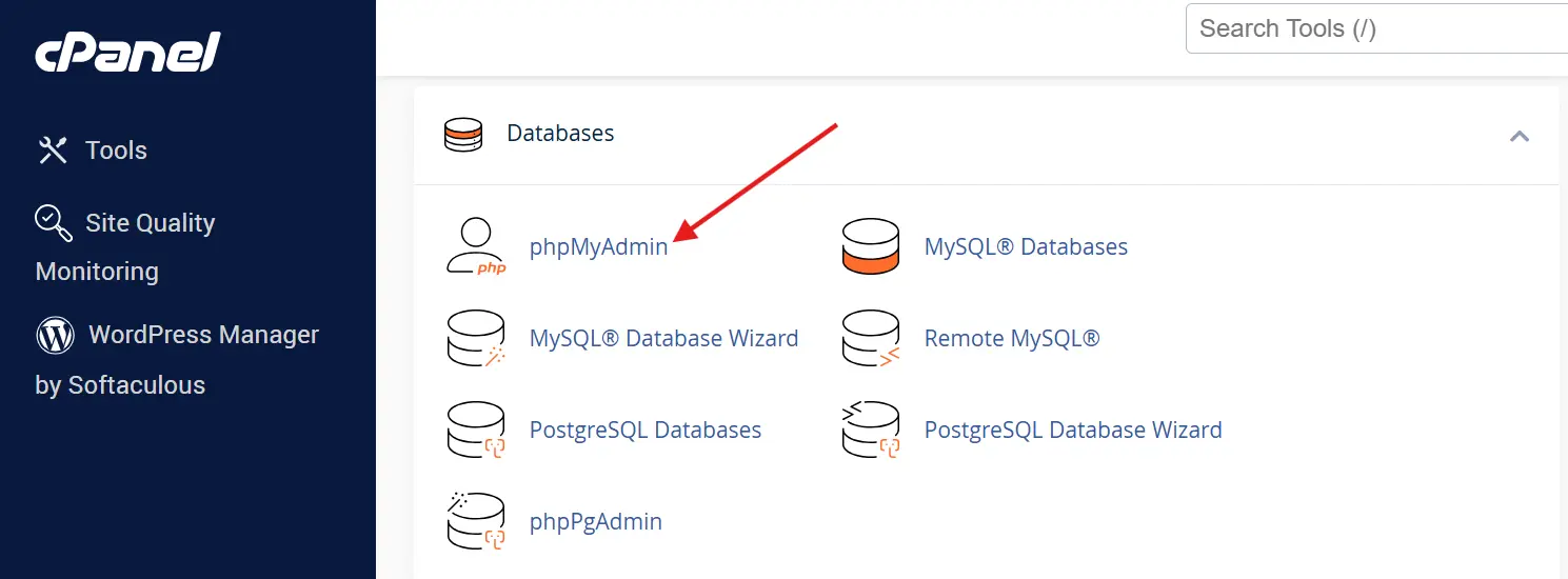 phpmyadmin باز