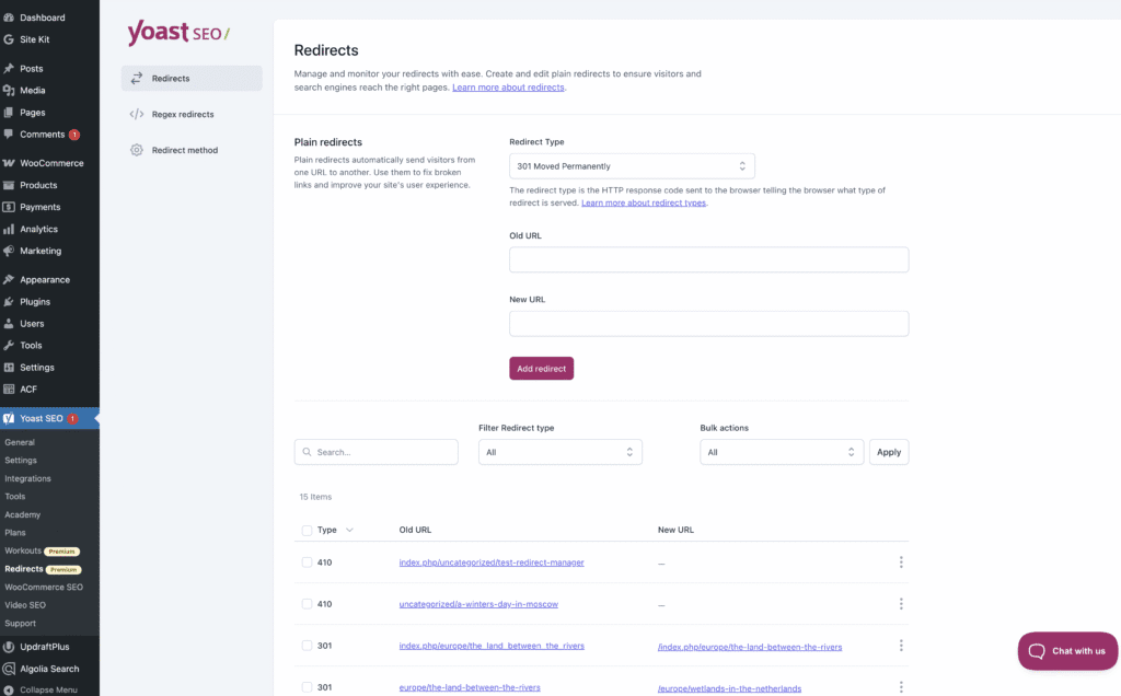 Yoast Redirect