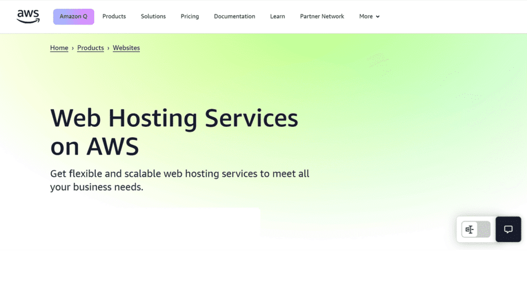 An image depicting Amazon Web Services homepage.