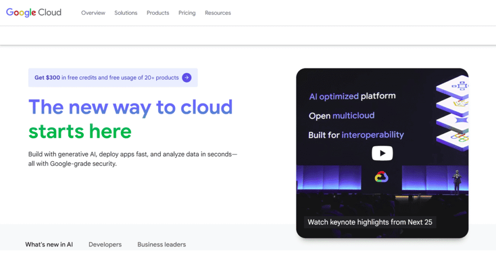 An image depicting Google Cloud Platform homepage.