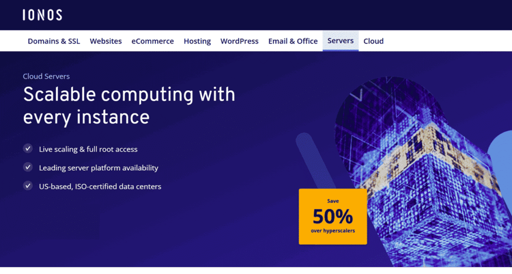 An image depicting IONOS homepage.
