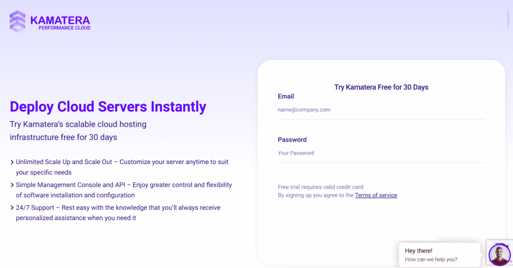 An image depicting Kamatera  homepage.