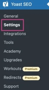 Yoast SEO settings