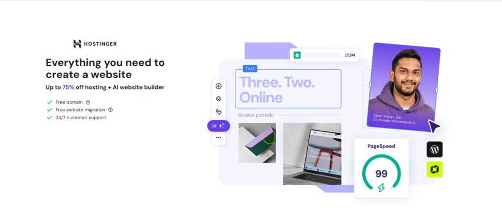 Hostinger website page