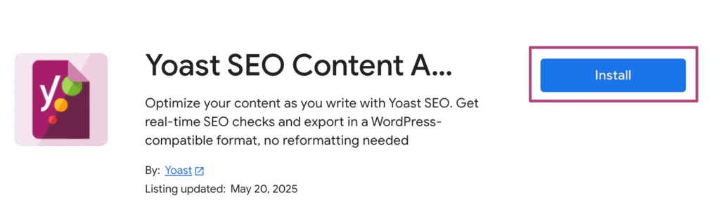 Install Yoast SEO Content