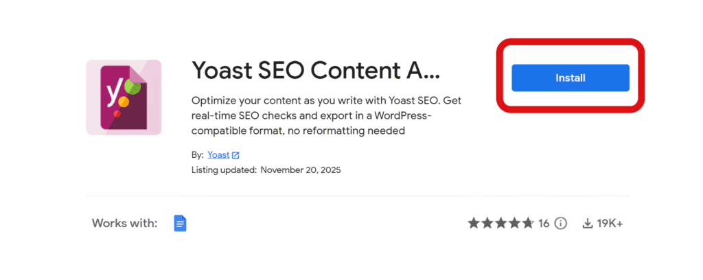 Install Yoast Google Doc