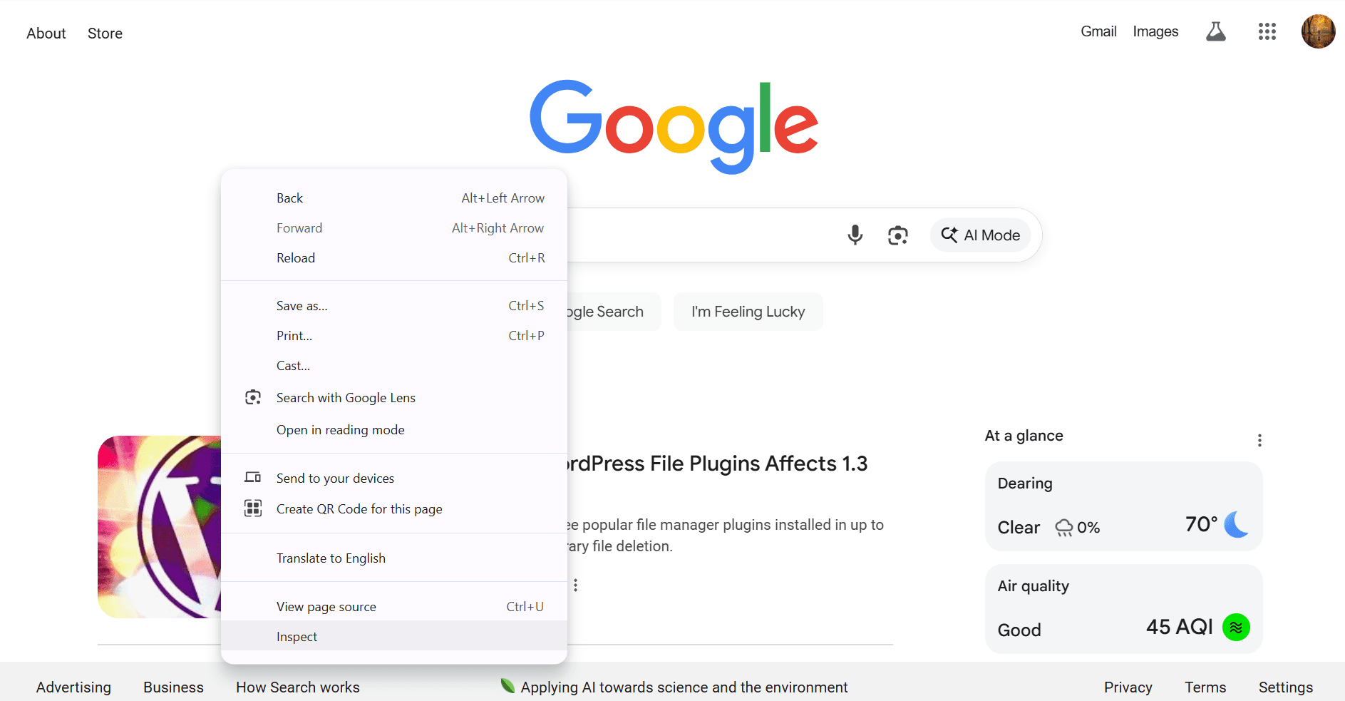 Step 2- click on inspect
