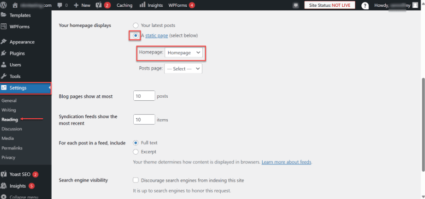 A static page and then the Homepage