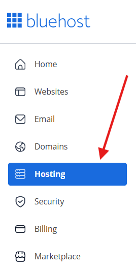 Locate Hosting from left side navigation