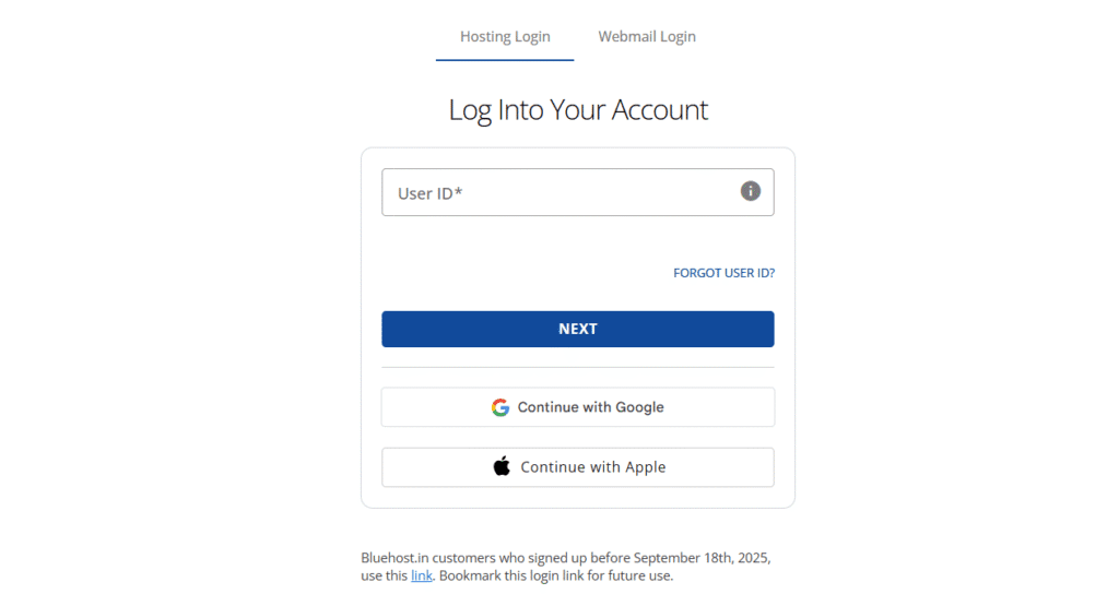 log into your Bluehost account manager