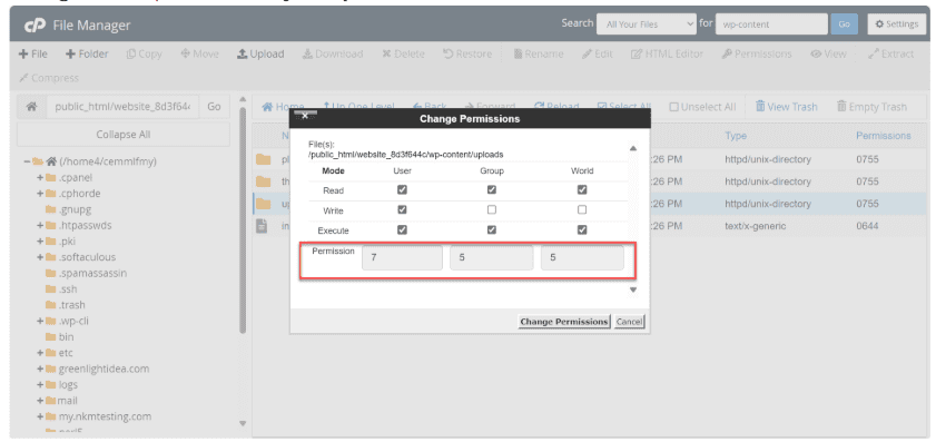 Change the file permission