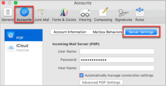 Click Accounts,