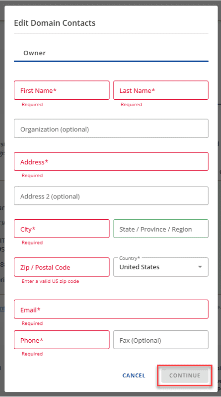 Enter the new details
