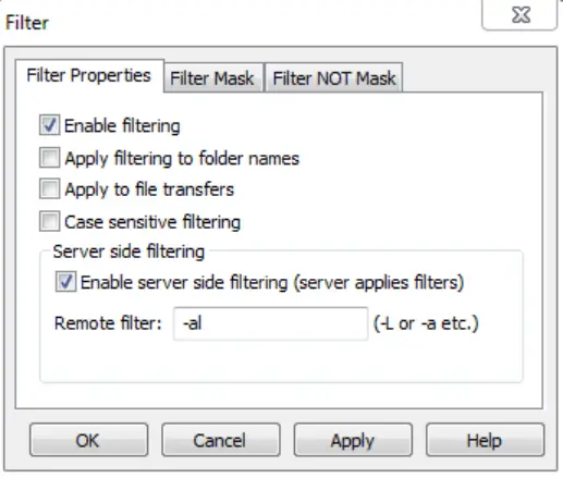Filter properties interface
