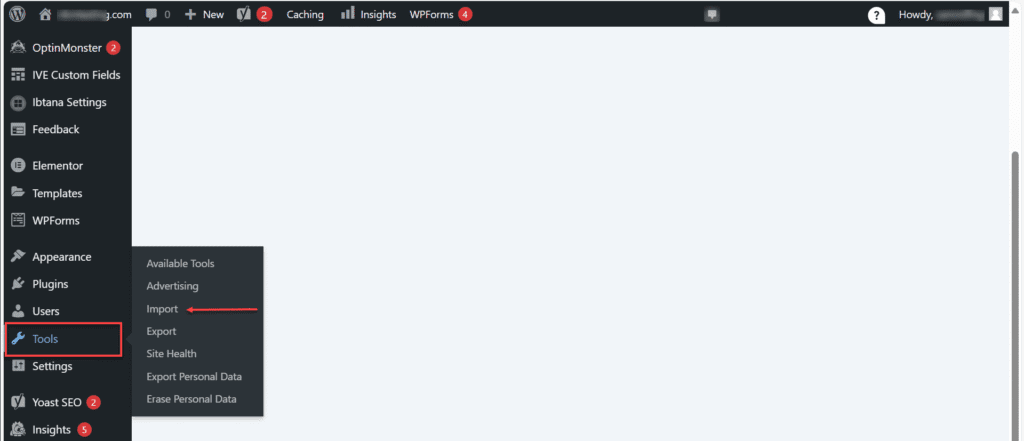 Go to Tools and then select Import
