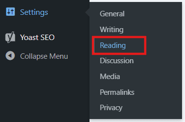 From wordpress dashboard, open setting then select reading
