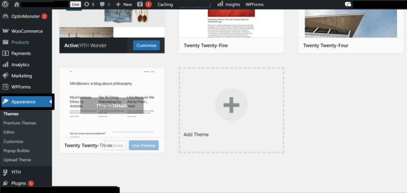Navigate to Appearance