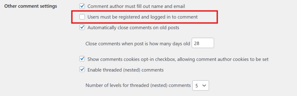 Only allow comments from logged-in users
