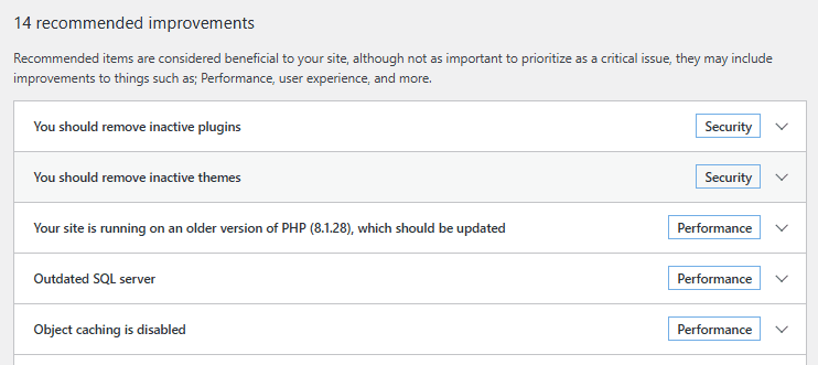 Recommended Improvements