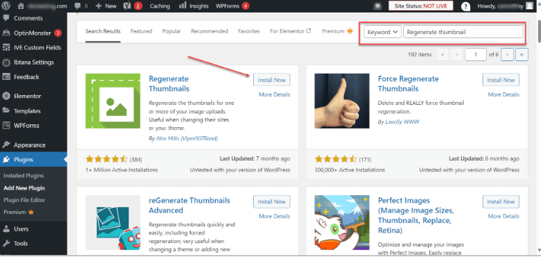 Search for Regenerate Thumbnails