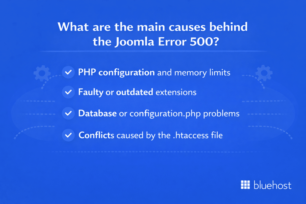 What are the main causes behind the Joomla Error 500?