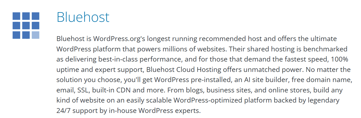 WordPress Org Bluehost