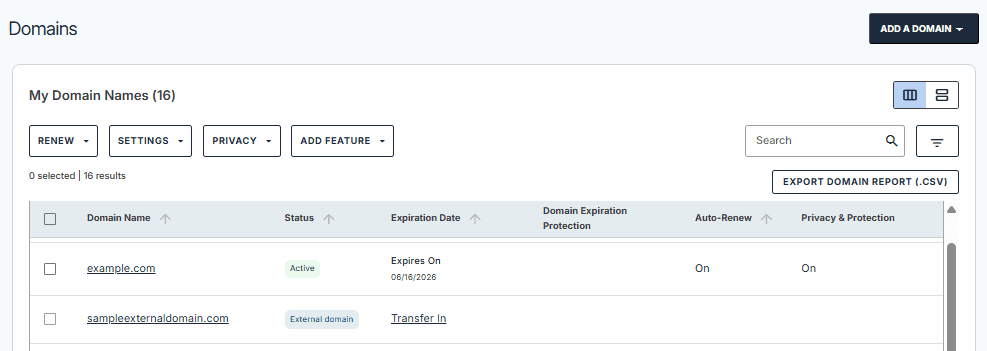 How to toggle domain lock on and off