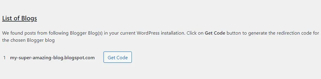generate redirection code for blogger to wordpress