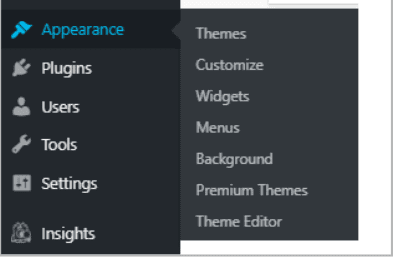 click Appearance, then select Themes
