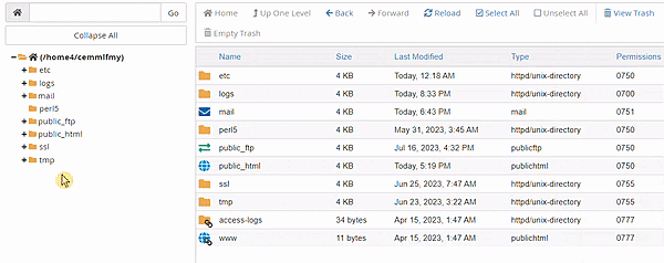 cpanel directory listing expand files