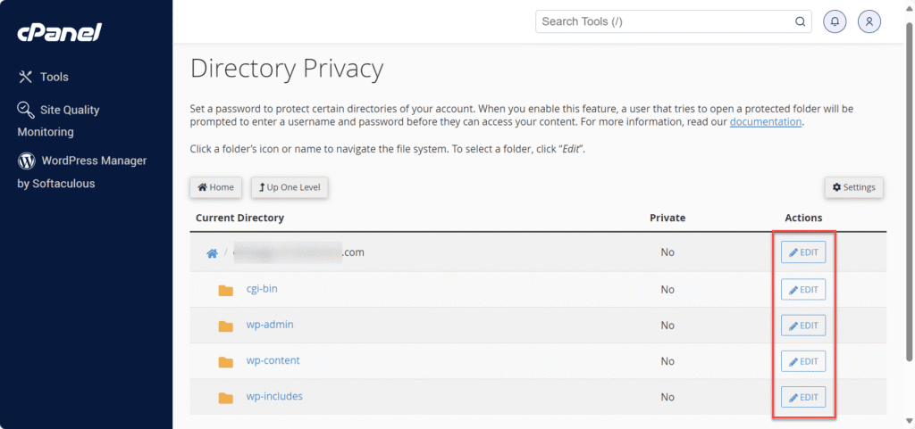 files directory privacy edit