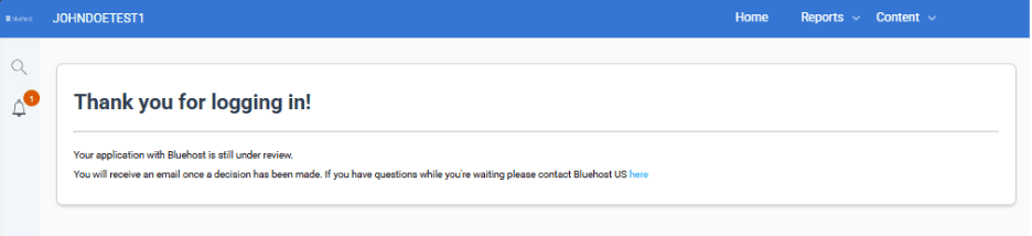 Bluehost Partner Program Page Successful Login Up button
