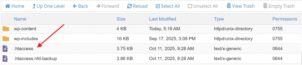 locate .htaccess file