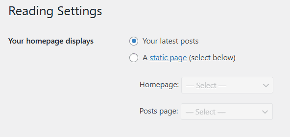 set homepage displays as your latest posts