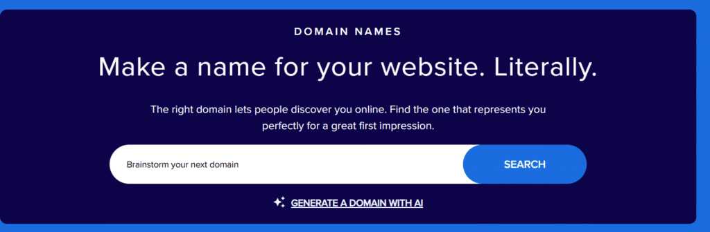 Go to Bluehost domain name search tool.