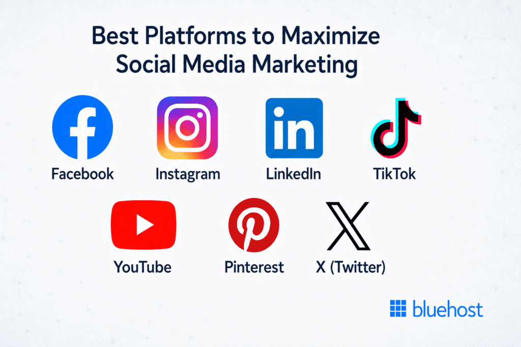 illustration showing 7 best social media marketing platforms
