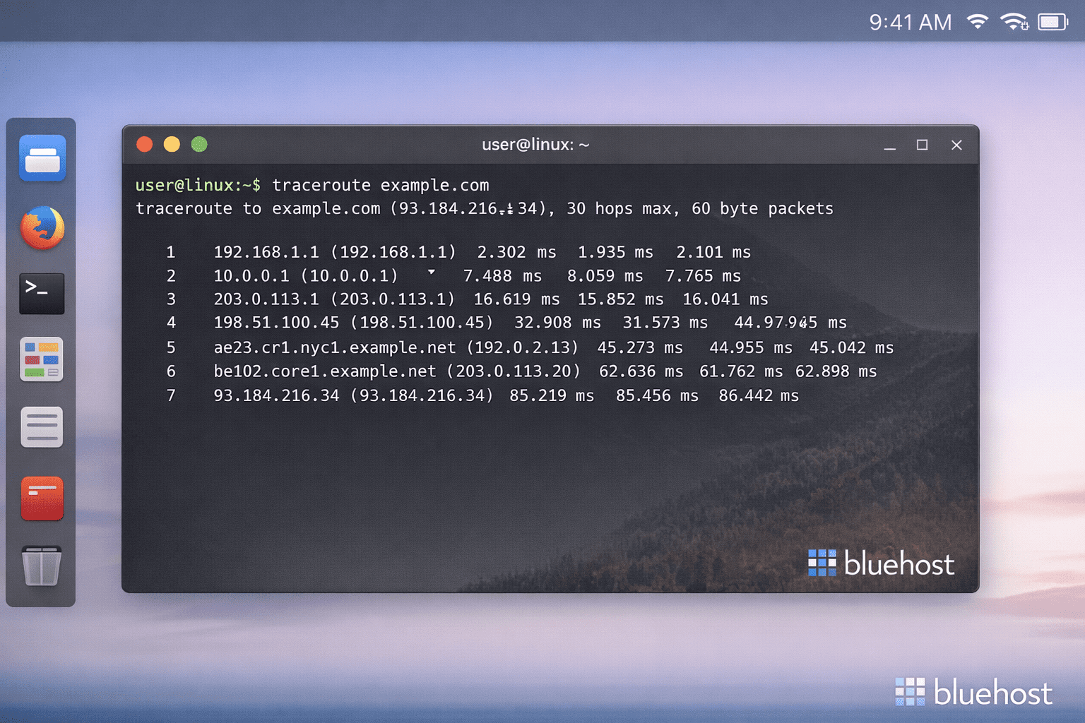 Running traceroute on Linux