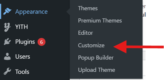 WordPress widgets menu showing Customize option for fast widget setup and management in WordPress