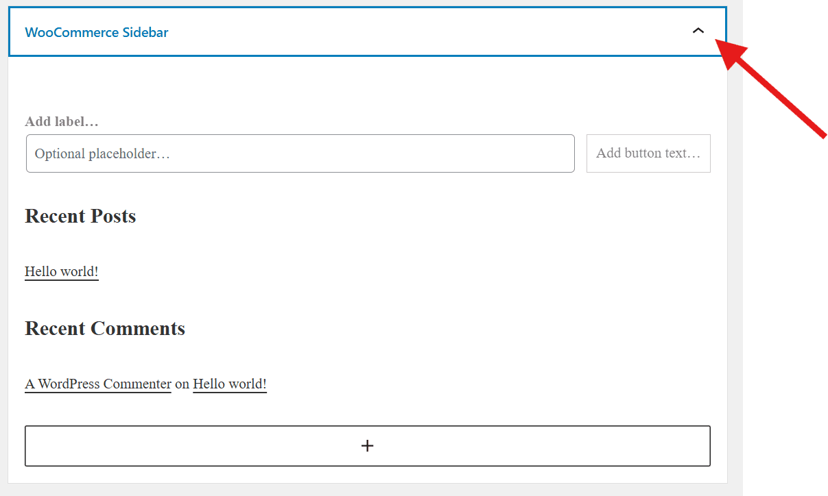 WordPress widgets in WooCommerce sidebar for customizing recent posts and comments on your blog