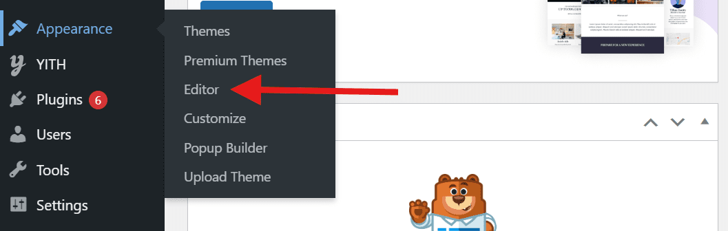 WordPress widgets Editor menu for customizing and managing WordPress widgets in dashboard settings