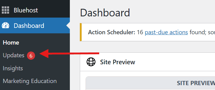 WordPress dashboard Updates tab highlighting how to automatically update WordPress plugins for site security