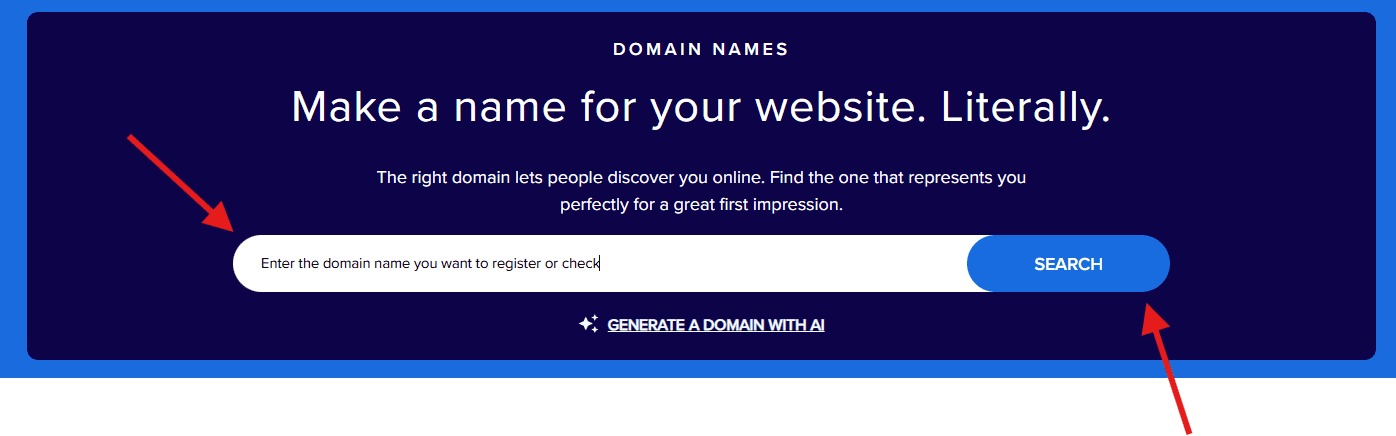 Domain search bar for how to transfer domain ownership and register a domain name online