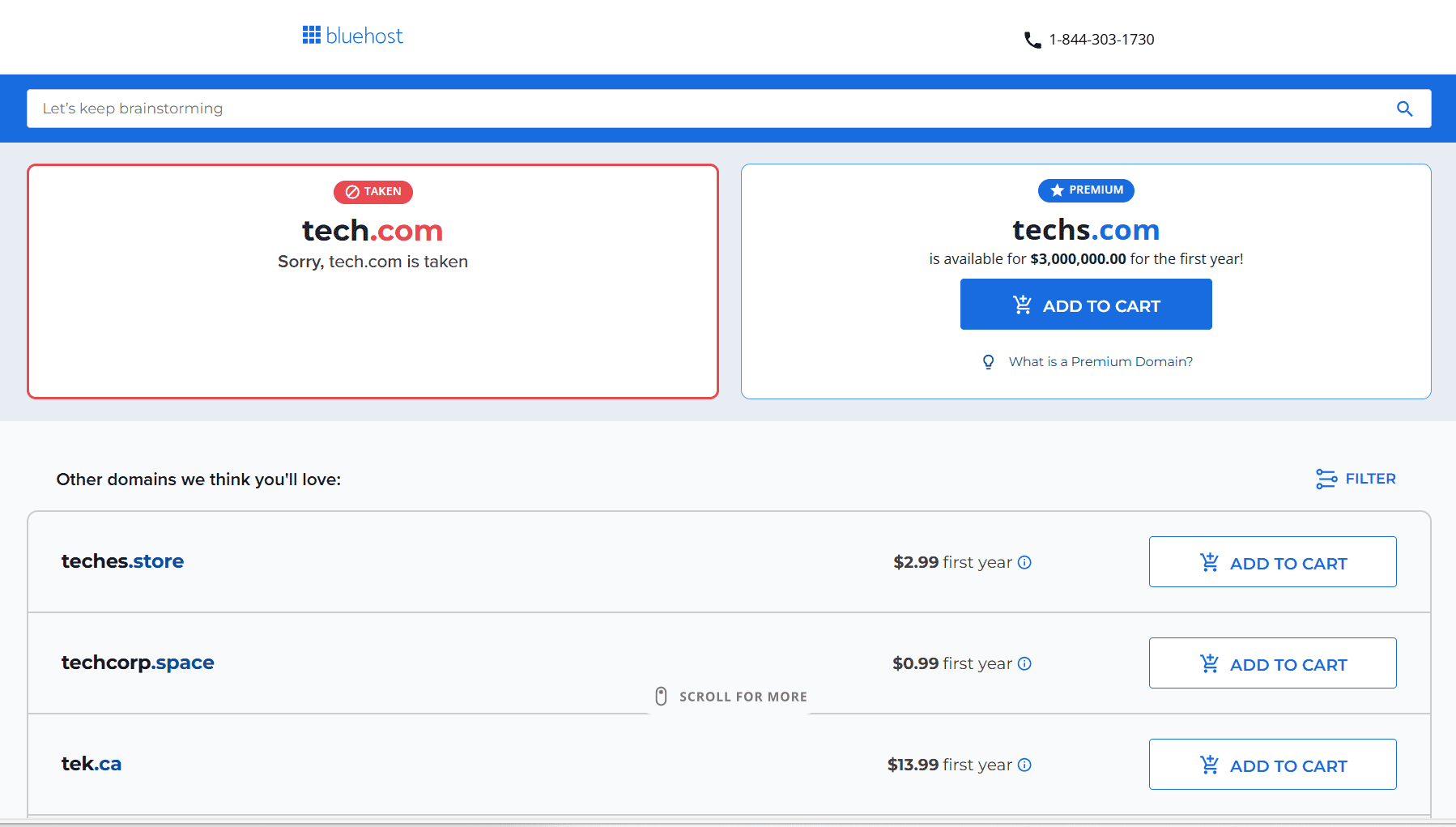 Domain search results and transfer options illustrating how to transfer domain ownership process steps