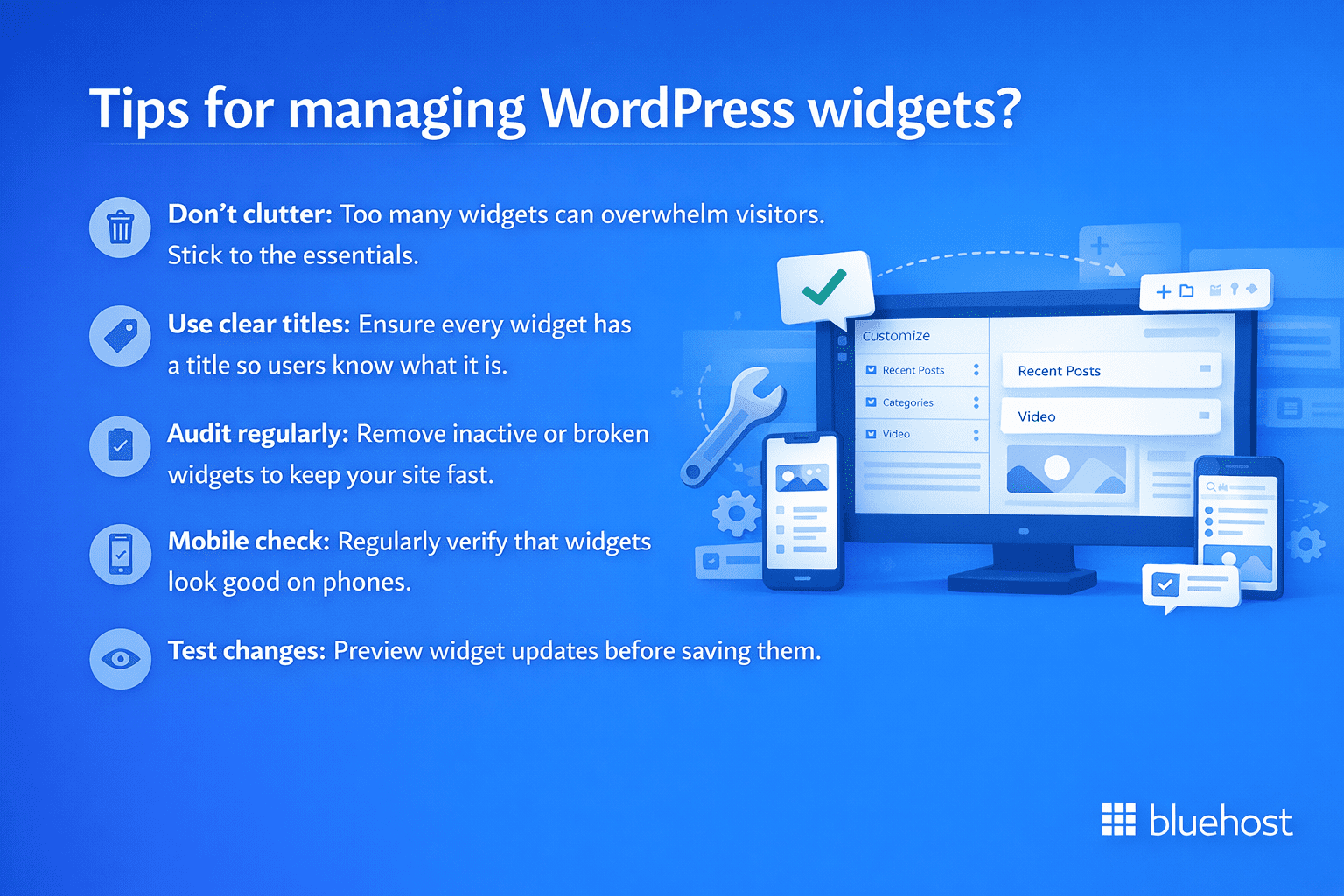 WordPress widgets tips for managing, customizing, and optimizing WordPress widgets on your website